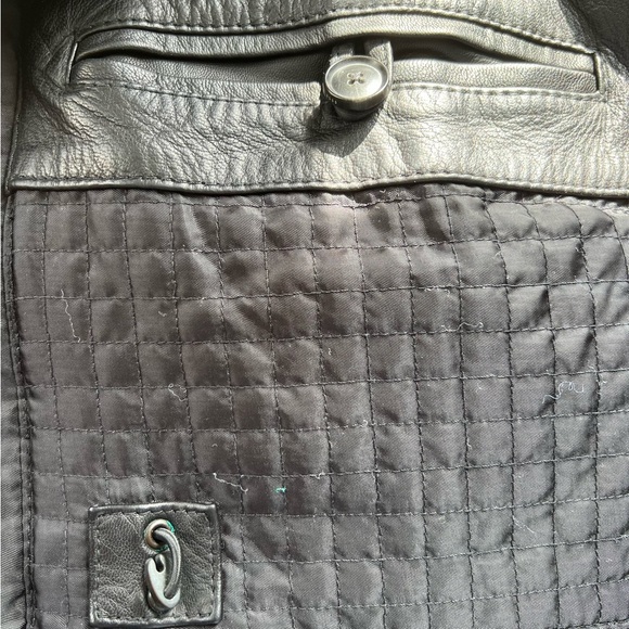 Heavy Black Leather Hugo Boss Jacket - Picture 6 of 9